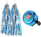 MZELQ Bicycle Bell Bike Bell with 2 Pcs Bike Streamers, Cute Clear Crisp Sound Bike Accessories Ring Bell for Girls Boys Kids Children (Blue Donut)