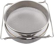 EVTSCAN Latest Big Stainless Steel Double Layer Honey Sieve,Strainer Honey Sieve,Strainer,Silver,Filter Set with Adjustable Arms,for Filter Out The Impurities of The Honey