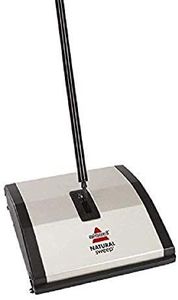 Bissell Natural Sweep Carpet and Floor Sweeper with Dual Rotating System and 2 Corner Edge Brushes, 92N0A, 4, Silver