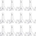 Boao 12 Pack Plastic Easel Stand Clear Display Stand Plate Stands for Display, Photo Holder Picture Frame Book or Other Items for Weddings, Birthdays, Home Decoration, Tables(7 Inches)