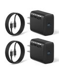 25W USB-C Super Fast Charger, Anker Charger (Non-Foldable) with USB-C Cable, Supports PPS Fast Charging for Samsung Galaxy S23 Ultra/S23+/S23/S22/S21/S20/Note 20, and More (2-Pack 5 ft Cable Included)