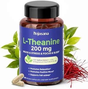HojaSana L-Theanine 200mg with Saffron, GABA, Magnesium Glycinate & Vitamin B6, Advanced Complex Formula for Mood Relaxation & Stress Relief & Sleep Support, 60 Vegan Capsules, Non GMO, Gluten-Free