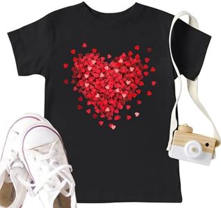 Toddler Love Heart Shirts Boys Girls Valentines Graphic T-Shirt Valentine Short Sleeve Tee Tops Black