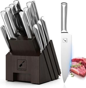 imarku Knife Set, 16 PCS High Carbon Japanese Stainless Steel Knife Sets for Kitchen with Block, Ultra Sharp Kitchen Knife Set with Sharpener Chef Knife Set, Dishwasher Safe, Best Gifts