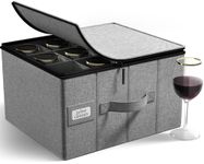 Sorbus Stemware Wine Glass Storage Hard Shell Box - Deluxe Padded Quilted Case with Dividers - Service for 12 - Great for Protecting or Transporting Wine Glasses, Champagne Flutes, Goblets, (Gray)