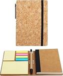 BELLE VOUS A6 Lined Paper Writing Notebook/Journal with Pen and Sticky Notes (2 Pack) - 10 x 14.5cm/3.93 x 5.7 inches - 70 Pages - Premium Notepad with Cork Style Cover for School/Office Notes