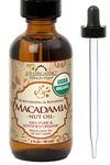 US Organic Macadamia Nut Oil Unrefined Virgin, USDA Certified Organic, 100% Pure & Natural, Cold Pressed, in Amber Glass Bottle w/Glass Eye dropper for Easy Application (2 oz (Small, 56 ml))