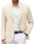 COOFANDY Mens Casual Blazer Slim Fit Suit Jacket Lightweight Knit Sport Coat Two Button Stretch Blazer Jacket, Beige, XX-Large