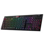 Redragon K618 Horus Wireless RGB Mechanical Keyboard, Bluetooth/2.4Ghz/Wired Tri-Mode Ultra Thin Low Profile Gaming Keyboard w/No-Lag Cordless Connection, Dedicated Media Control & Linear Red Switch