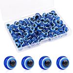 Abeillo 100 PCS Blue Evil Eye Beads for Jewelry Making, 10mm Evil Eye Charms Handmade Resin Round Bead Evil Eye Spacer Beads Charms for Bracelets Necklace Craft Making