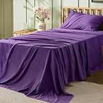 Bedsure Twin Sheets Set - Soft Twin Bed Sheets for Boys and Girls, 3 Pieces Hotel Luxury Purple Sheets Twin, Easy Care Polyester Microfiber Cooling Bed Sheet Set