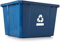 Gracious Living Recycling Bin Container, Plastic Trash Bin, 17 Gallons, Blue