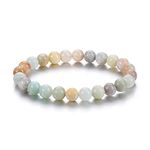 CrystalTears Amazonite Healing Crystal Bracelet for Women 8mm Natural Gemstone Bead Bracelets Quartz Crystal Stone Stretch Bracelet Healing Crystal Mothers Day Gifts for Mum Women