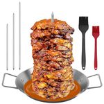 BBQ Rack Vertical Skewer Barbecue Hack Vertical Skewers, Stainless Tacos Al Pastor Skewer Stand with 3 Spike,Removable Grilling Meat Spit for Grilling and Shawarma Brazilian Churrasco Chickens Kebab