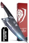 DALSTRONG Chef Knife - 8 inch - Scorpion Series - Exclusive Japanese V12 Ultra™ Steel - Black Damascus - Black & Red Honeycomb Resin Handle - Custom-Fit Leather Sheath