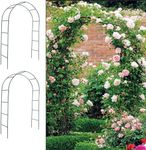 BECLOH 2PCS Garden Arch Climbing Plants Support Flower Arbour Pergola Trellis Archway Party 7.9FT,for Wedding Garden Bridal Party Decoration Arbor,Green