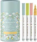 Primrosia 30 Pastel Acrylic Paint Pens – Extra Fine Tip Marker Set. Art supplies for Bullet Journals, Planners, Drawing, Scrapbooking, Coloring, Calligraphy and Lettering