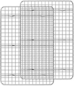 Cooling Rack for Baking 2-Pack, 15 x 10 Inches Baking Rack, Stainless Steel Wire Cookie Rack Fits Jelly Roll Sheet Pan, Oven Safe for Cooking, Roasting, Grilling