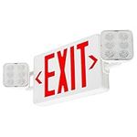 LED Combo Exit Sign Emergency Light, Double Sided with Two LED Flood Lights, Exit Signs for Business with Battery Backup, Fire Resistant UL 94V-0, Commercial Grade Brand: LED Flying Direct