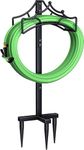 Garbuildman Freestanding Garden Hose Stand Holder - Metal Water Pipe Reel Rack for Outdoor, Shiny Black