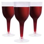 Prestee 24 Stemmed Disposable Wine Glasses for Parties -10 oz Clear Plastic Wine Glasses for Parties Disposable, Plastic Wine Cups, Wine Glasses with Stem, Wine Tasting Party and Wedding Supplies