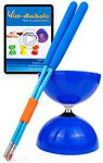 Juggle Dream Big Top Diabolo - Bearing Axle - with Super Glass Handsticks and Online Learning Video - Juggling Set (Blue Diabolo/Blue Handsticks)