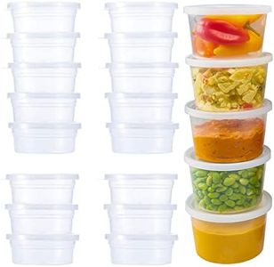 Menmamenma 50 Pack Small Containers with Lids for Storage Slime Containers Sauce Pots Plastic Leakproof Sauces Cups for Jars, Dips, Salads, Chutney, Restaurants, Takeaway, Catering (4oz/100ml)