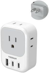 TESSAN US to Japan Plug Adapter, 2 Prong to 3 Prong Outlet Adapter with 4 AC and 3 USB Charger, Type A Travel Power Adaptor for USA to Japanese Tokyo Canada Mexico Philippines Peru China Colombia