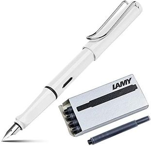 Lamy Safari Fountain Pen (19M) White & 5 Black Ink Cartridges