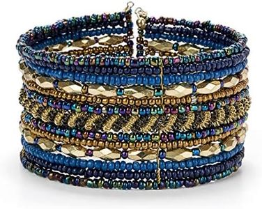 SPUNKYsoul Cuff Bracelets for Women Collection - Adjustable, Stylish Boho Inspired Beaded Bracelets, Trendy Stackable Beads, Ideal for Everyday Wear & Special Occasions (Blue, Gold)