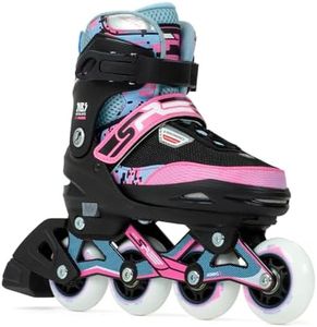 SFR Pixel Inline Skates with 4-Size Adjustable Sizing, Buckle and Hook and Loop Closure, Comfortable Soft Liner and High Cuff for Stability, for Children and Adults of All Abilities, Unisex