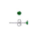 3MM Sterling Silver Earrings Cubic Emerald Green Zirconia Studs for Women Men