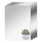 TSKDKIT 4Pcs Self Adhesive Mirrors Sheets A4 Thickened Acrylic Mirror Tiles Adhesive 2mm Stick on Wall Mirror Large High Clear Mirror for Bathroom, Bedroom, Door etc