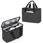 Trunab Reusable 3 Cups Drink Carrier for Delivery with Adjustable Dividers, Insulated Drink Caddy Holder Bag for Take Out, Beverages Carrier Tote with Handle for Outdoors, Black-Patented Design