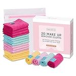 Green Face Co 20 Microfibre Makeup Remover Wipes with Laundry Bag | Pack of 20cm x 20cm Reusable Soft Facial Cloths for Beauty Routine | Perfect Make Up Removing Towel or Cleansing Cloth