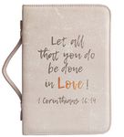 The Rachel Collection Dusty Pink Bible Cover, Book Cover Case, Bible Bag for Women, Faux Leather Material with Zipper and Handle for Standard Bible Size