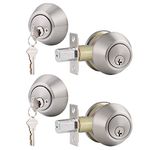 Gobrico Keyed Alike Double Cylinder Deadbolts Door Locks Satin Nickel Keyd Both Sides Door Locksets for Exterior Interior Door 2 Pack