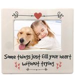 BANBERRY DESIGNS Pet Love Frame - Family Theme Some Things Just Fill Your Heart Without Trying - Tan Background with Red Heart Designs - Dogs Cats Kids Picture Frame - 4 X 6