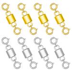 8pcs Double Magnetic Necklace Clasps and Closures, Magnetic Clasp Converter Magnetic Clasps for Necklaces Jewelry Clasps Locking Bracelets Anklets Making (Gold, Silver)