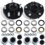 GREPSPUD 2Sets 5 on 4.5'' Trailer Hub Kits for 2000lbs 1'' or 1-1/16'' Straight Axle, 5 Lug Trailer Idler Hub Kit 5 Bolt on 4-1/2 Inch, Fits 1'' and 1-1/16'' Spindle, with Extra Dust Cap & Rubber Plug