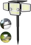 HAARAY Solar Light Outdoor Waterproof Motion Sensor Outdoor Lights with Stakes, 2500LM 236 LED 3 Heads Solar Powered Security Flood Lights, 360°Wide Lighting Angle Solar Lights for Outside