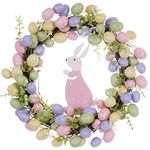 LLZLL 15" Easter Egg Wreath,Artificial Easter Wreaths for Front Door Easter Decorations with Colorful Easter Eggs for Easter Front Door Wall Home Decor(Multicolor_2)