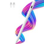 Elfora Apple Stylus Pen | Tilt Sensitivity | Palm Rejection | Type-C Charging | Compatible with iPad 2018 and Later iPad 6/7/8/9/10th Gen, Pro 11 & 12.9, Mini 6/5, Air 5th/4th/3rd Gen (White)