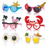 ALTcompluser 6 Pairs Novelty Party Sunglasses, Funny Hawaiian Sunglasses, Beach Party Glasses with Different Shapes, Tropical Sunglasses, Party Photo Prop Supplies for Childen & Adults