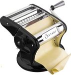 Cestari Ultimate Pasta Machine - Unique Patented Suction Base for No-Slip Use of Stainless Steel Pasta Roller Machine - 150 mm - Includes Pasta Cutter, Hand Crank, and Recipes