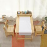 Saihony Kids Art Table and Chair Set with Shelves for Endless Creativity,Children can Learn, Draw, do Crafts and Other Activities on This Table, Natural