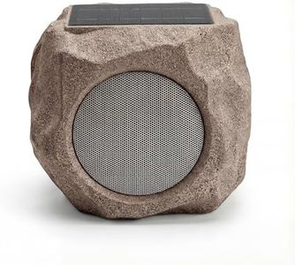 AURAUDIO Solar Powered Outdoor Rock Speaker Bluetooth 6.5 Inch Waterproof Speakers Peak 80W Deep Bass – 22 Hr Playtime, Bluetooth 5.4 HiFi-4 Stereo,Remote Control,IP65 for Garden, Patio, Pool(Brown)