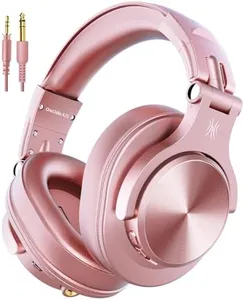 OneOdio A70 Bluetooth Over Ear Headphones, Wireless Headphones w/ 72H Playtime, Hi-Res, 3.5mm/6.35mm Wired Audio Jack for Studio Monitor & Mixing DJ Guitar AMP, Computer Laptop PC Tablet - Rose Gold