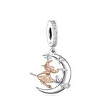 Witch On Broomstick Charm Pandora Compatible 925 Silver Magic Flying Cat Genuine Bracelet Dangle