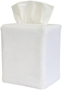 Jacaranda Living Square Tissue Box Cover, Linen/Cotton Fabric Tissue Holder, Decorative Cloth Tissue Cube Cover Tissue Box Cover, White Linen, Plain